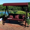 thumbnail image 6 of Sunnydaze Steel 3-Seat Deluxe Patio Swing with Canopy and Cushions, Maroon, 6 of 10