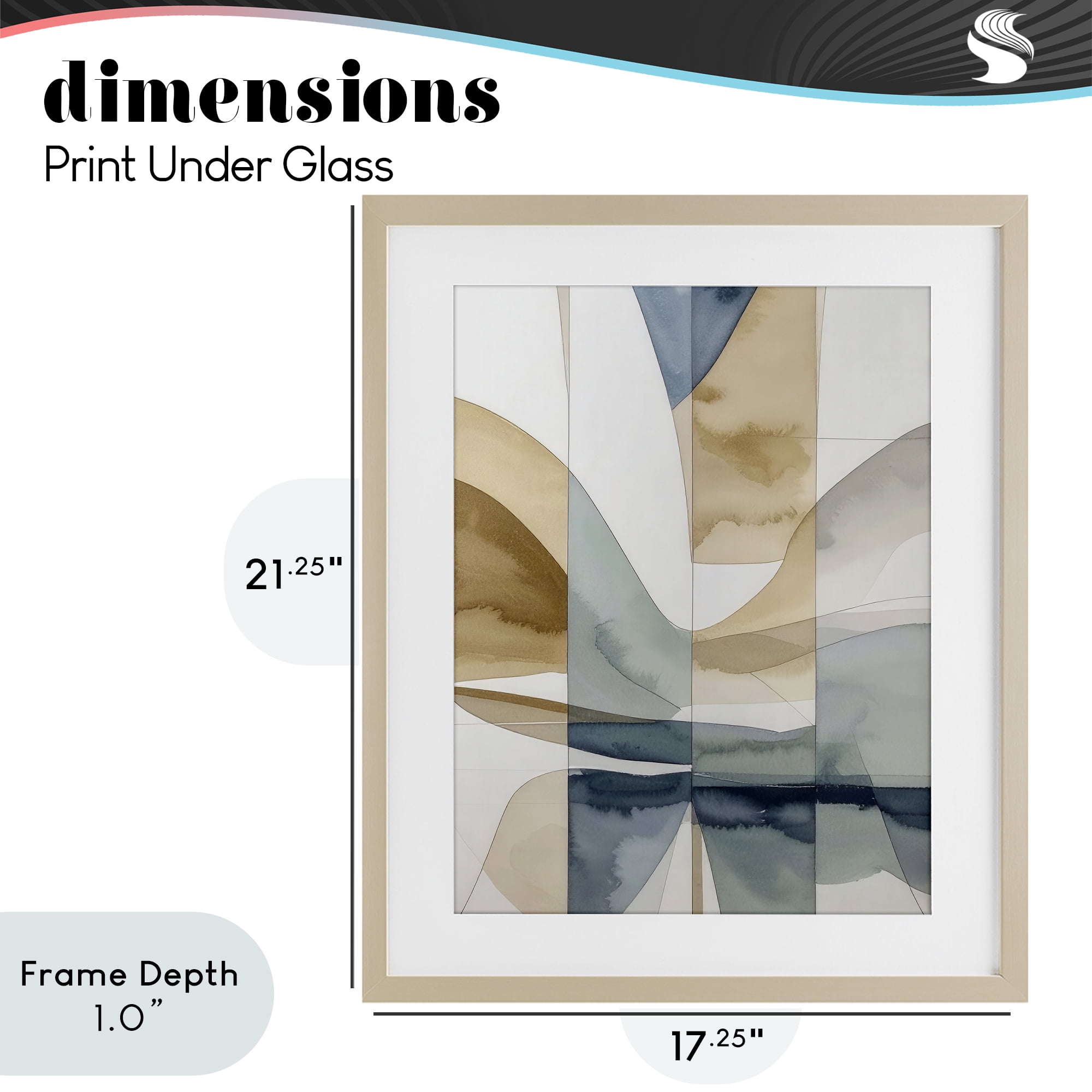 Stupell Industries Geographic Fluid Abstraction Birch Framed Print Under Glass, design by Alonza Saunders