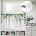 thumbnail image 3 of Farm Gradient Green Eucalyptus Leaves Curtain Tier and Valance Set 3 Piece, Spring Plants 3-inch Rod Pocket Window Tier Curtains Valance for Kitchen Living Room, 3 of 9