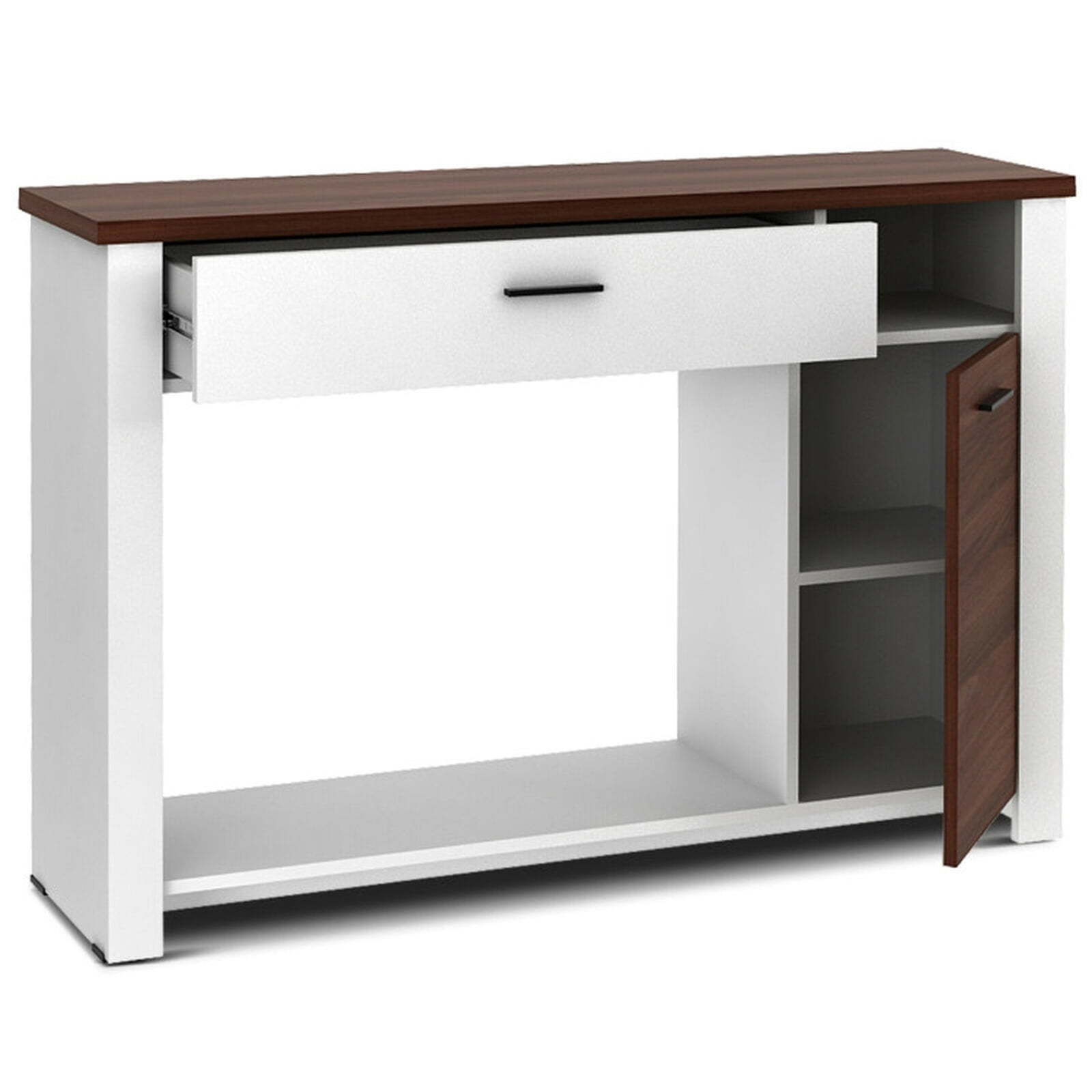 Furnibear 48 Inch Console Table with Drawer Cabinet and Storage Shelf Sofa Table for Entryway Living Room Hallway, White