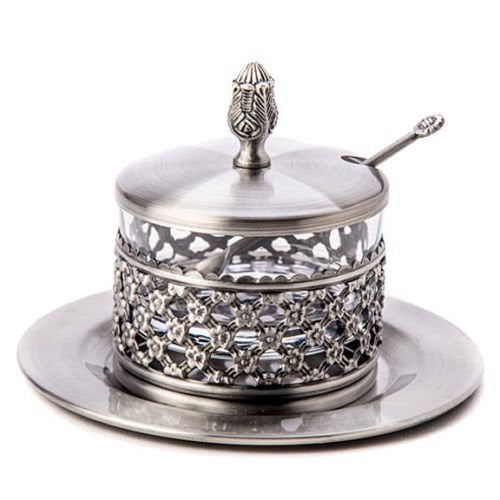 Rosh Hashanah Honey Dish. 4 Piece Silver Plated Honey Dish. Great Gift for: