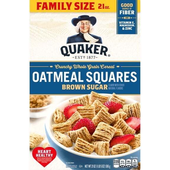 Quaker Oatmeal Squares Crunchy Oat Cereal Brown Sugar, 21 oz Paperbox