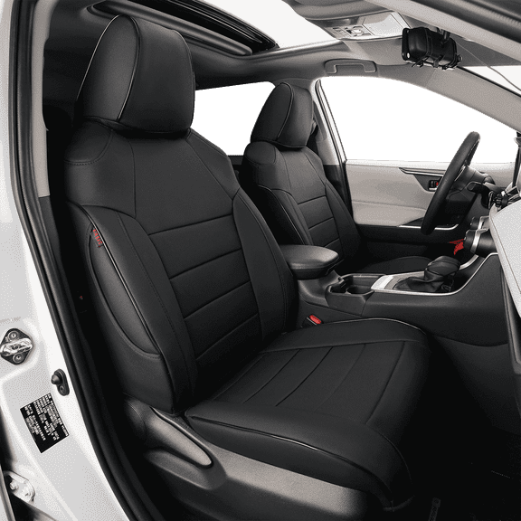 EKR Rav4 Car Seat Covers Custom-Fit for Toyota RAV4 LE,XLE,XLE Premium,Limited 2019-2025 Full Set Faxu Leather Seat Cushion Waterproof Seat Protectors(Black)