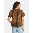thumbnail image 4 of Time and Tru Women's Cotton Eyelet Top with Short Sleeves, Sizes XS-XXXL, 4 of 6
