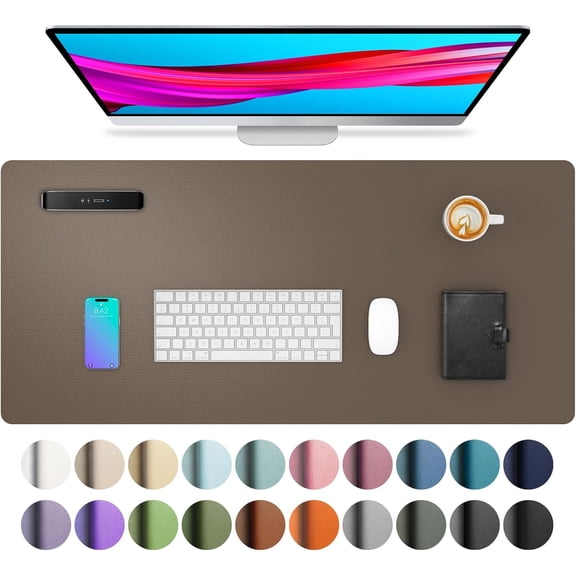 Leather Desk Pad Protector, Mouse Pad, Office Desk Mat, Non-Slip PU Leather Desk Blotter, Laptop Desk Pad, Waterproof Desk Writing Pad for Office and Home (31.5" x 15.7")