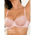 thumbnail image 3 of Wingslove Women's Sexy Lace Sheer Bra Demi Mesh Balconette See Through Unlined Underwire with Silicone Nipple, Pink 38DD, 3 of 5
