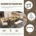 thumbnail image 6 of EUROCO  60"  6-Piece Dining Table Set,Dining Room Set with Table,Bench and  4 Cushioned Chairs,Solid Wood Rectangular Table and Chair Set, Kitchen Table Set, 6 of 10