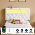 thumbnail image 6 of Rolanstar Twin Size Headboard Only - Wall Mount Upholstered Head Board with LED Lights, Charging Station & Soft Padding,White, 6 of 7
