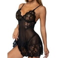 thumbnail image 3 of FASHIONWT Women Sexy Solid Sheer Lingerie Mini Dress See-through Babydoll Nightdress, 3 of 4