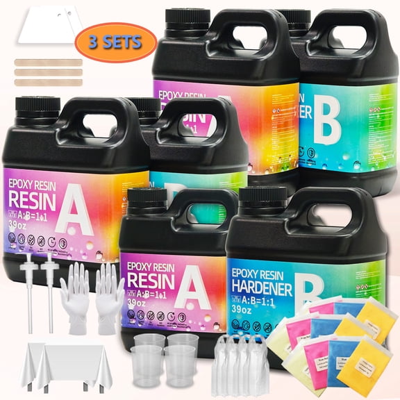 234OZ Epoxy Resin KitWith 16 luminous power Crystal Clear Epoxy Resin, Strong, Bubble-Free, Anti-Yellowing Art Resin That, Suitable for Casting, DIY, Molds, Jewelry, Easy to Mix 1:1 Ratio