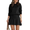 thumbnail image 6 of Fall Winter Long Sleeve Women 2 Piece  Skirt Sets Solid Color Knit Sweater and Mini Skirt Set, 6 of 6