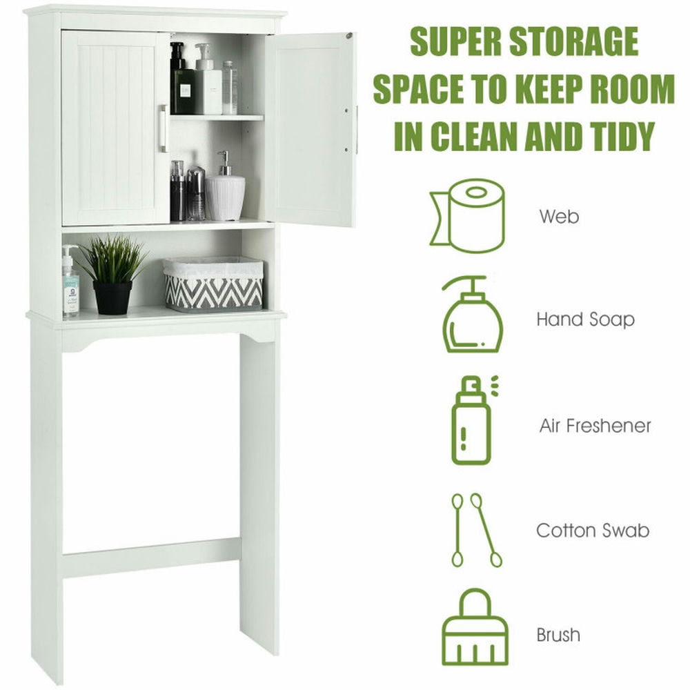 Finihen Toilet Storage Cabinet, Bathroom Cabinet Organizer, Over Toilet Space Saver Bathroom Organizer with Storage Cabinet, for Bathroom, White