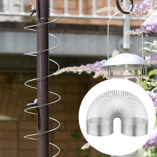 Metal Squirrel-Proof Spring Device Squirrel Barrier Spring Type Coil for Outdoor Bird Feeder Poles Accessories