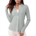 thumbnail image 3 of ZyeKqe Womens Long Sleeve Shirts Quarter Zip Sun Protection Golf Workout Tops Quick Drying Active Tennis Shirts, 3 of 10