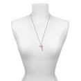 thumbnail image 3 of Delight Jewelry Acrylic 3/4" Hot Pink Cheer Megaphone Silvertone Hope Anchors the Soul Bar Charm Necklace, 23", 3 of 4