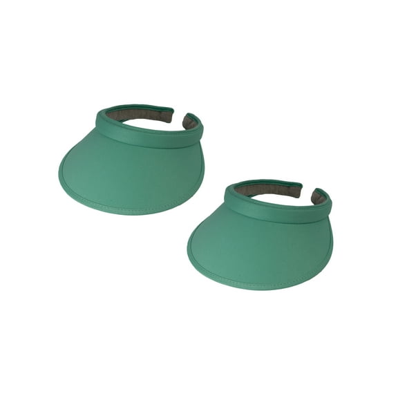 Top Headwear Sports Cotton Twill Clip-On Tennis Golf Sun Visor 3.5 Inch Wide Brim, 2 Pack Winter Green