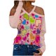 thumbnail image 1 of Blusa de moda para mujer, camisetas de cobertura con cuello en V de manga larga, camisetas sueltas informales con estampado de corazones Pompotops  FGAJ13257, 1 of 5