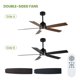 thumbnail image 3 of Yeshouse ventilador de techo de 52" con luz LED y control remoto, 3 temperaturas de color, motor DC reversible y silencioso, bajo consumo, acabado negro mate, ideal para dormitorio, sala o comedor, 3 of 7