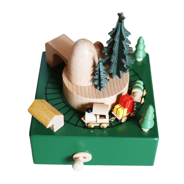 Caja de música de madera para centro de mesa, artesanía, figura decorativa para el hogar, accesorios de escritorio, adorno para dormitorio, interior y B