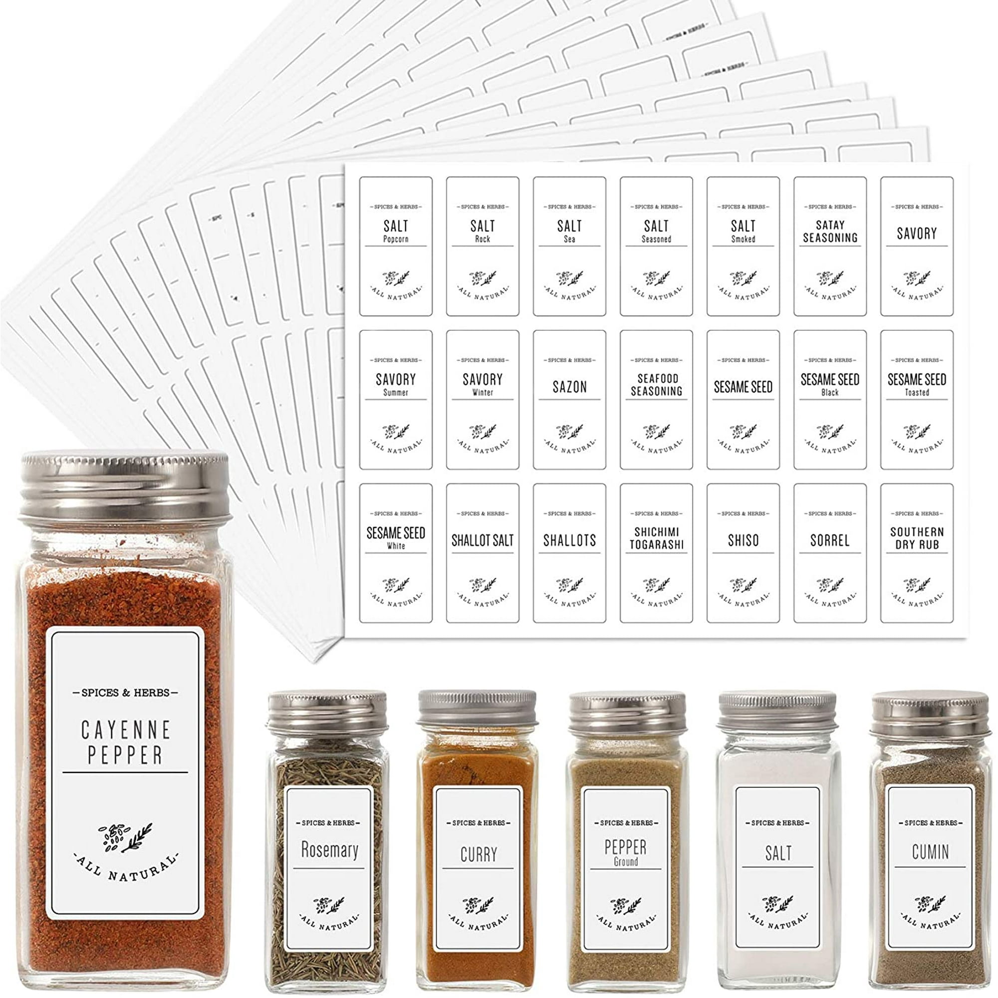 Aozita White 399 Printed Spice Jar Labels Stickers, Extra Write-on Labels for DIY, Farmhouse Waterproof Spice Labels for Spice Containers, Glass, ...