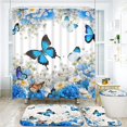thumbnail image 2 of Juego de cortinas de ducha Ikfashoni con forma de flor y mariposa azul, 4 unidades, 2 of 7