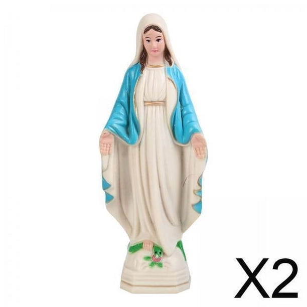 2 Figuras De La Santísima Virgen María, Escultura De Personaje, Estatua Decorativa, Abrigo Azul De 10cm