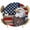 Blue Red, variant on Elastic Fitted Round Tablecloth, American Flag Waterproof Stretch Table Cover for 55"-60" Tables, Eagle Blue Red USA Flag Vintage Washable Outdoor Tablecloths for Patio, Picnic, Camping