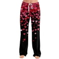 thumbnail image 5 of Hearthz Valentines Pajamas Pants for Women Love Heart Print Women Pajama Pant Drawstring Wide Leg Women’s Lounge Pants, 5 of 5