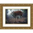 thumbnail image 1 of Wilhelm, John 14x11 Gold Ornate Wood Framed with Double Matting Museum Art Print Titled - Mother and Fawn, 1 of 4