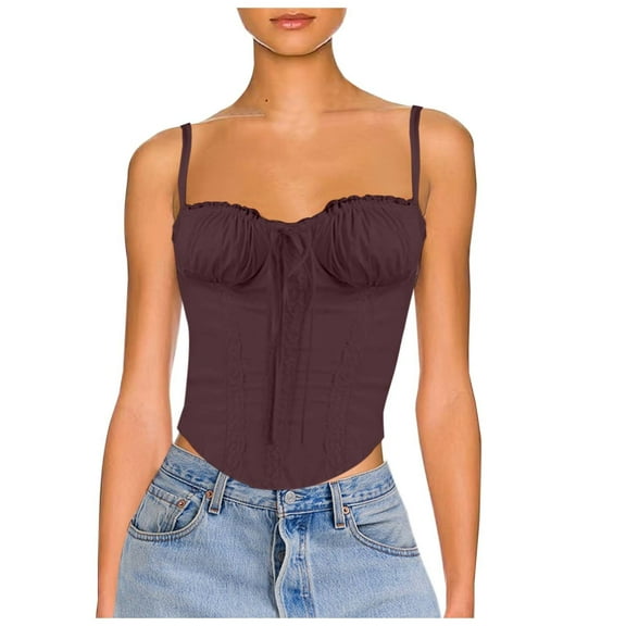 Puliio Womens Tank Tops Lace Trim Spliced Strappy Top Sexy Sleeveless V Neck Camisole For Women Casual Summer Fashion Vest