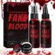 thumbnail image 1 of 3-in-1 Halloween Fake Blood Makeup Kit - Splatter Spray, Dripping & Coagulated Gel for Realistic Wounds Zombie Vampire SFX Makeup, 1 of 5