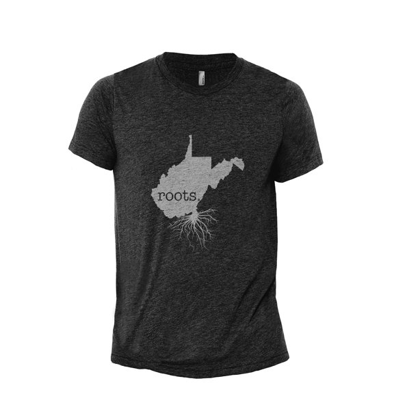 Home Roots State West Virginia WV Men's Modern Fit Fun Casual T-Shirt Printed Graphic Tee Charcoal Grey Large