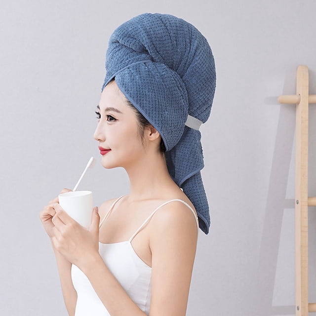 Bovemsi Clearance Hair Towel Hat Absorbing Large Wrap With Elastic Strap Fast Drying Anti Frizz Solid Color Towel Wrap