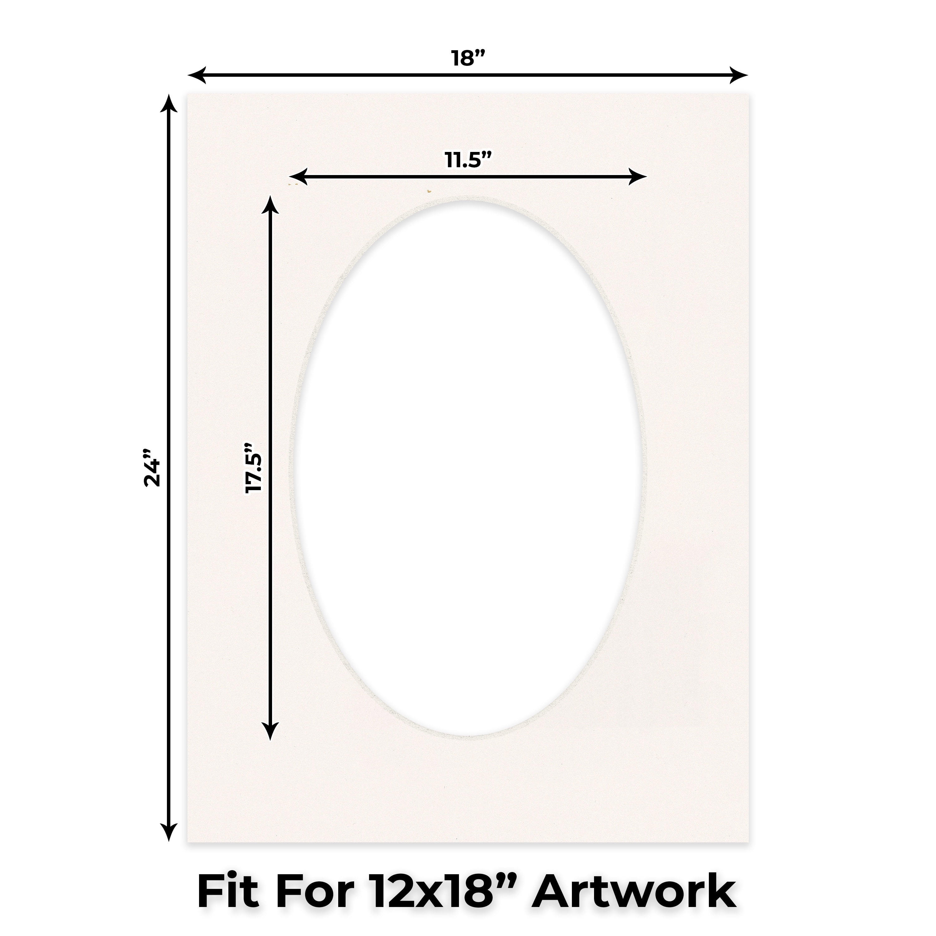 Silver Mist Picture Frame Mat for 18x24 Frames - Oval Opening for 12x18 Photos - 1 Mat