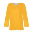 thumbnail image 4 of IROINNID Discount Polyester Long Sleeve T Shirt for Women Casual Solid Loose T-shirt Blouse Round Neck Tops,Yellow, 4 of 4