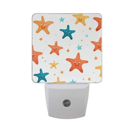 

Cute Starfish Night Light LED Dusk to Dawn Auto Sensor Night Lamp Plug-in Nightlight for Bedroom Hallway Kitchen 2 PCs