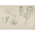 thumbnail image 3 of Eugène Delacroix 14x11 Black Modern Framed Museum Art Print Titled - Studies of Hands and Figures for the Salon Du Roi, Palais Bourbon (1833-38), 3 of 5