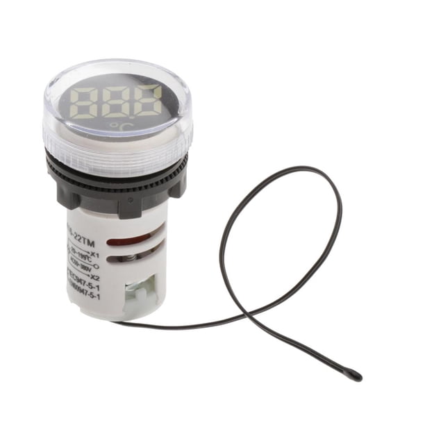 Medidor de temperatura digital LED Celsius de 22 mm Blanco