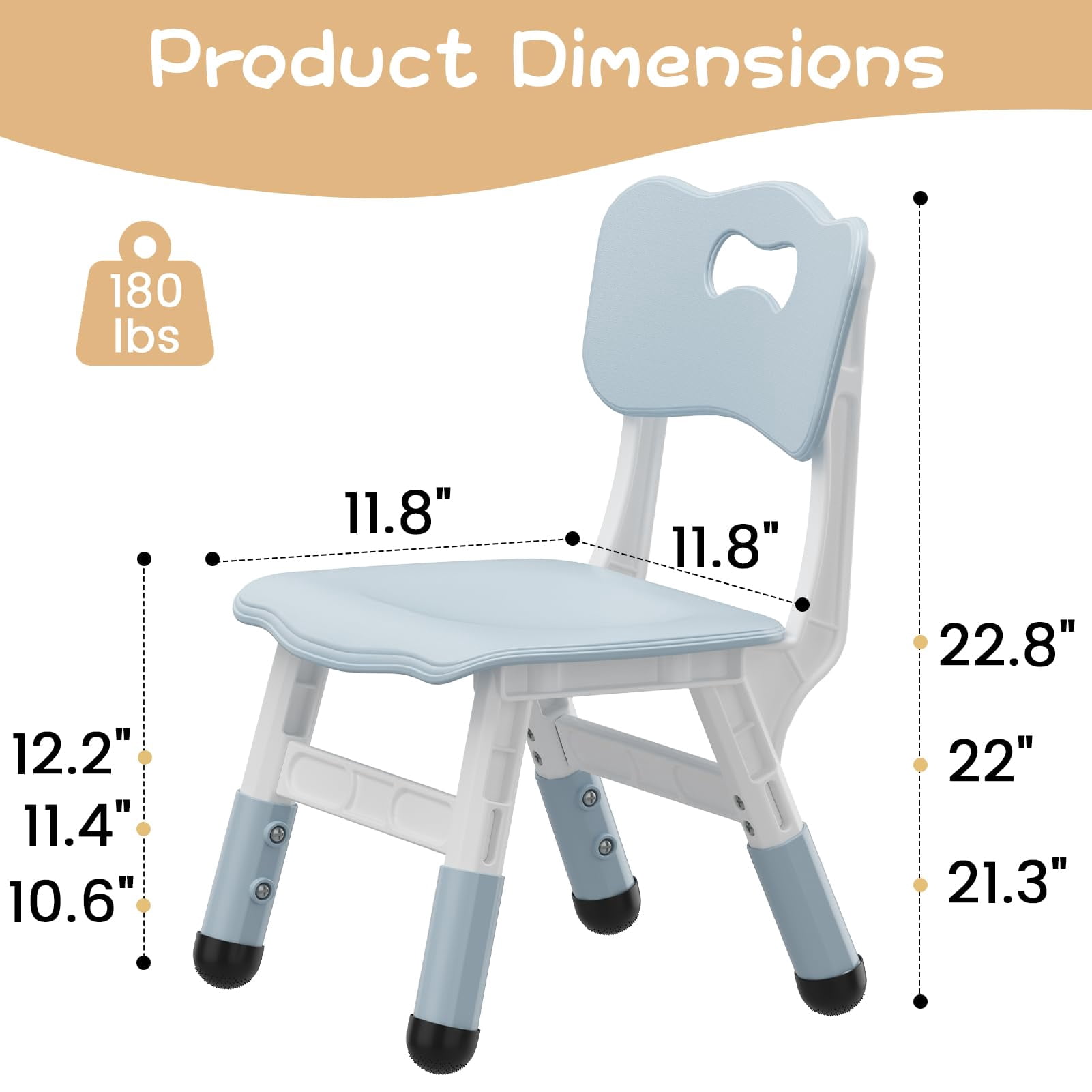 TROPOW Kids Chair, 3 Level Height Adjustable Kid Chair, Plastic Toddler Chairs for Children Boys Girls Age 2-6, Suitable for Home Family Classroom Nursery Indoor Use (2 Pack, Light Gray)