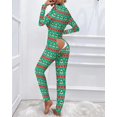 thumbnail image 4 of Pijamas con estampado de árbol de Navidad para mujer, ropa de dormir con solapa abotonada funcional, informal, cuello en V, manga larga, para adultos, para el hogar, Otoño, 2022, 4 of 4