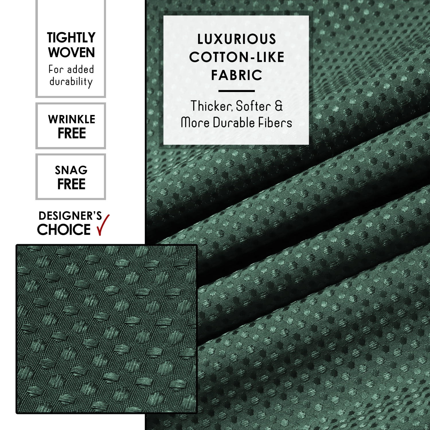 (2 pack) LammaLoe Hunter Green Shower Curtain, Waffle Weave Heavy Duty Fabric Shower Curtain, 72” x 72" Hotel Luxury 256 GSM Bathroom Curtains