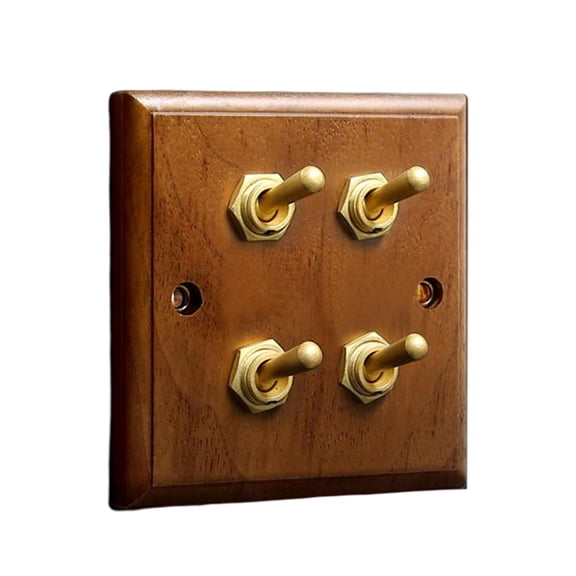 Interruptor antiguo oculto para luz, ideal para mejoras del hogar en dormitorio o baño. cuatro abiertos