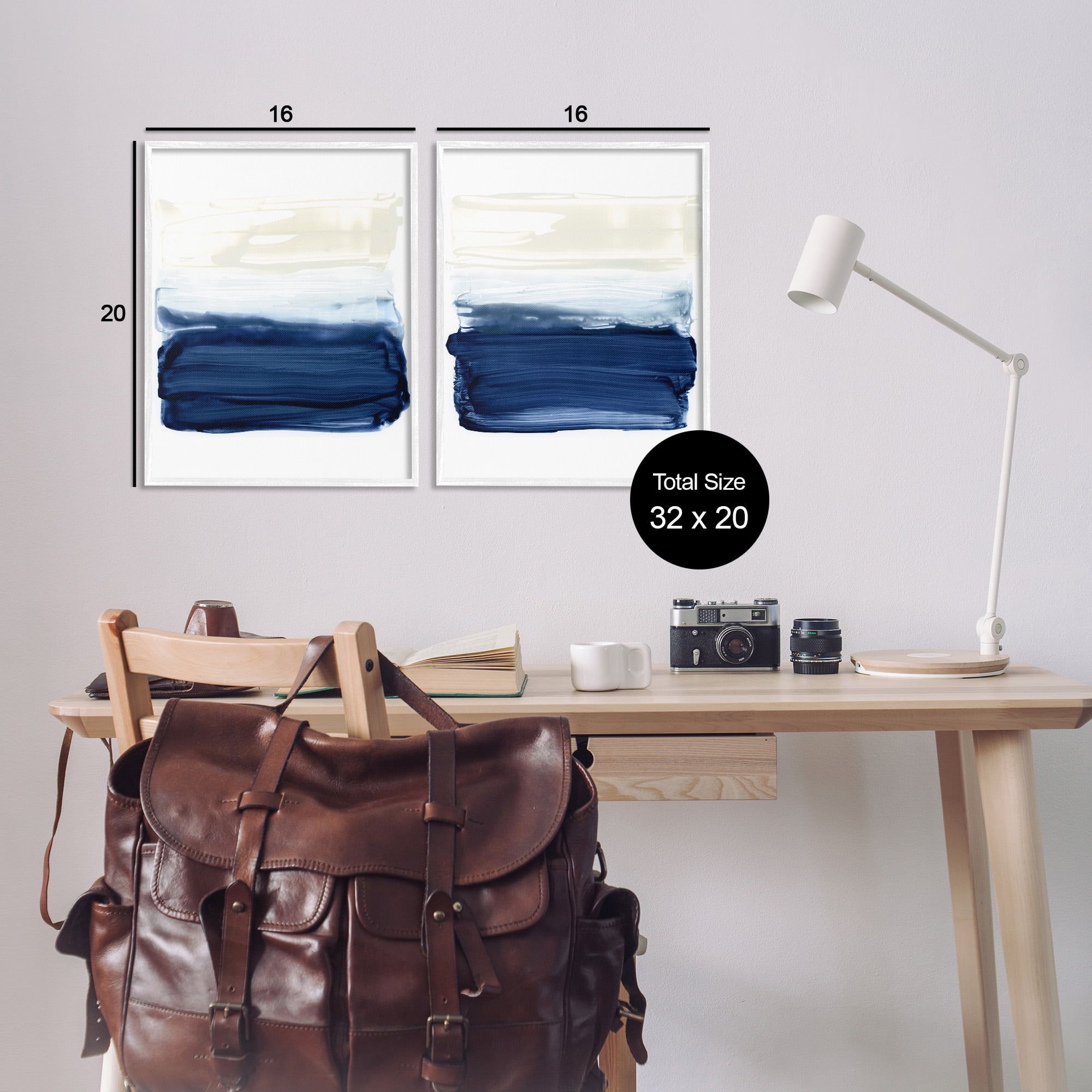 Stupell Industries Coastal Brushstrokes Abstract Beach Abstract Painting White Framed Art Print Wall Art, 16 x 20, Set of 2