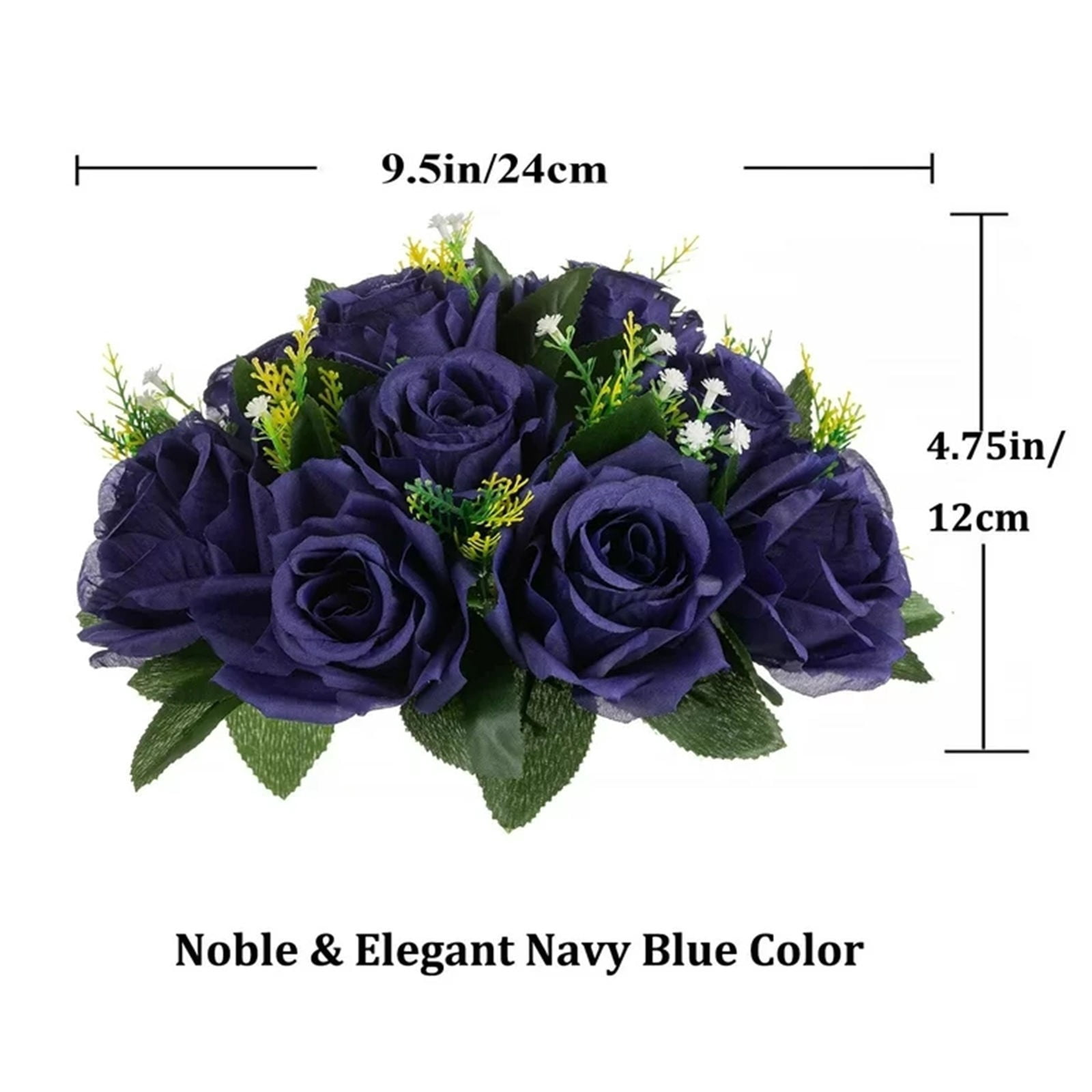 WYQLFSB Artificial Flowers for Outdoor 10pcs Dark Blue Road Flower Main Table Flower Silk Flower Flower Ball Wedding Car Staircase Decoration Wedding Supplies Props Home Decor Navy One Size