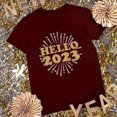 thumbnail image 4 of ICHUANYI Clearance Women's Fashion Summer Round Neck Leisure Short Sleeve New Year Printing Tops(Wine, XXL) ICHUANYI WER2023081501722, 4 of 6