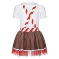 thumbnail image 2 of YiZYiF Kids Girls Gingerbread Man Dress-Up Stripes Ruffled Tutu Leotard Dance Dress Party Wear Brown 8, 2 of 7