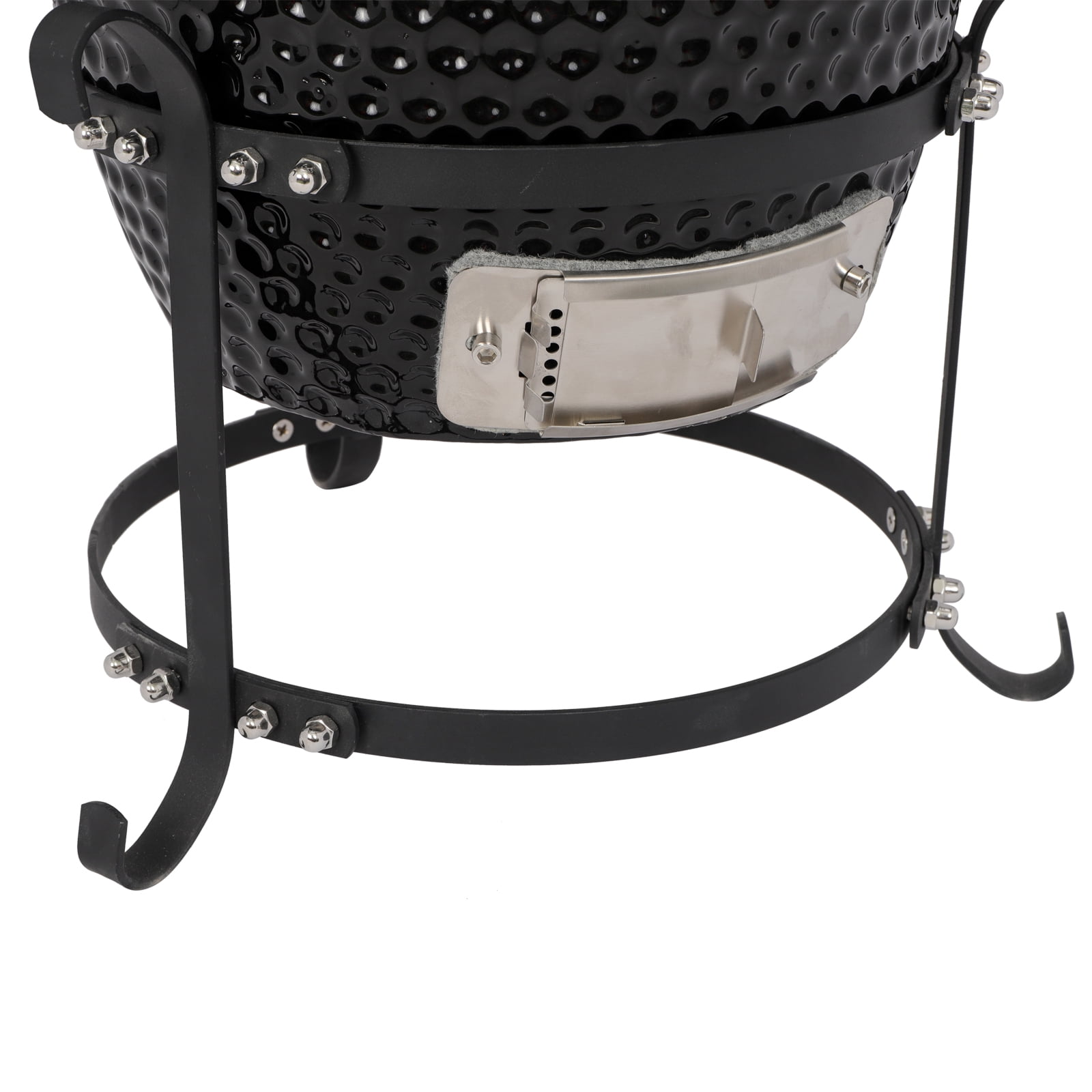 13 Inch Round Ceramic Charcoal Grill, Heavy Duty BBQ Smoker for Outdoor Use, Black