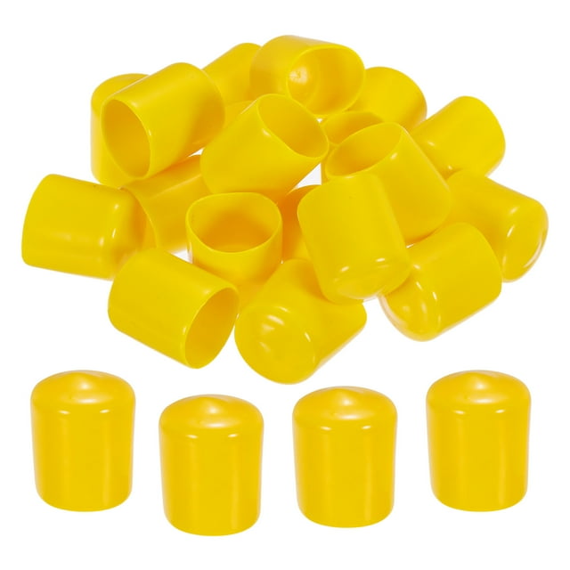 Unique Bargains 20pcs 22mm Rubber End Caps Cover PVC Vinyl Screw Thread Protector Round Wire Shelf Caps Yellow