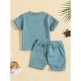 thumbnail image 3 of Bagilaanoe 2pcs Toddler Baby Boy Short Pants Set Short Sleeve T-Shirt Tops + Shorts 6M 12M 18M 24M 3T Kids Casual Summer Outfits, 3 of 9