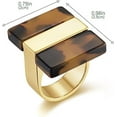 thumbnail image 3 of S. Leaf Women's Gold Ring Adjustable Ring Acrylic Ring Fashion Jewelry Women's Fashion Women's Acrylic Leopard Rectangular Ring Size 7, 8, 9, 10（Gold）, 3 of 6